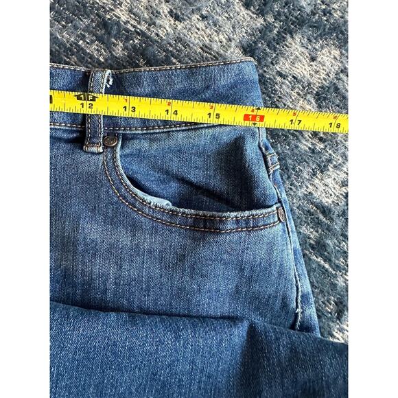 Cato C Est. 1946 Long Skirt Womens Size 10 Blue Denim Raw Hem Front Slit Stretch - Picture 5 of 6